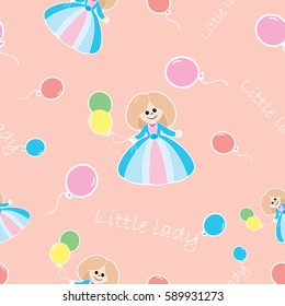 Seamless fabric pattern for the little lady. It can be used for paper, card, invitation.