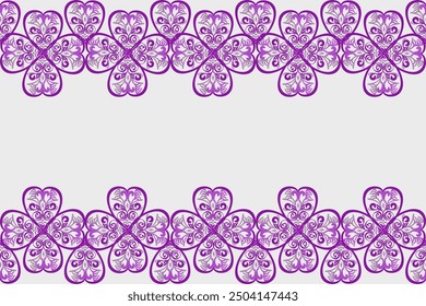 Seamless fabric pattern. Native damask pattern in the shape of a dark pink heart in Europe. White background illustration, vector, wallpaper.
