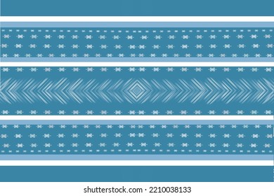 seamless fabric pattern on a blue tone background There are white stripes around the band and beautiful diagonal stripes in the middle of the fabric pattern. and has a small white bow pattern decorate
