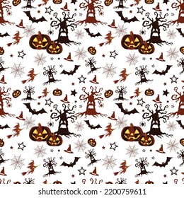 seamless fabric pattern Pumpkin Halloween