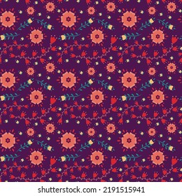 seamless fabric pattern purple graphic flowers