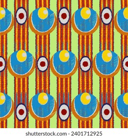 The seamless fabric pattern resembles a peacock