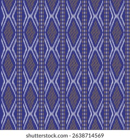 Seamless fabric pattern, Thai woven fabric, unique pattern, modern pattern, luxury, outstanding, vector pattern wallpaper, decoration, blue background