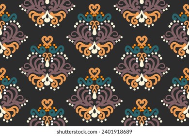 Seamless fabric pattern with traditional ornaments Design for backgrounds, carpets, wallpapers, clothes, wraps, batik, fabrics.