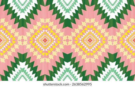 Seamless fabric pattern, triangles and rhombus lined up in rows to form a beautiful overlapping triangle shape, abstract geometric background