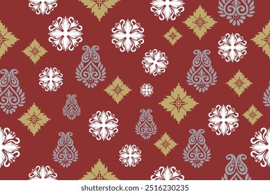 seamless fabric pattern white, yellow, and red
flowers arranged in a harmonious,perfect for textiles,
cover. wrapping, fabric, clothing, wallpapers, or home
decor items.