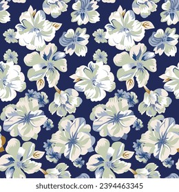 seamless fabric pattern with wild flowers and rose bouquets background. vector illustration