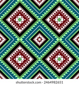 Nahtloses Stoffmuster, Geometrisches Muster, verwendet für Hintergrund, Teppiche, Kleidung, Fliesen
Vektorillustration.
