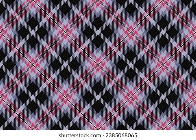 Tejido de tela sin foco de tartán de fondo de patrón con textil de corte vectorial en colores pastel y negro.