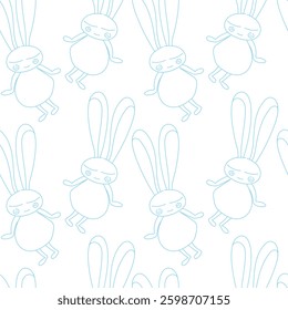 Seamless fabric of rabbits pattern, like illustration. Suit for package design, wallpaper, fashion print, Housing wallpaper, happy easter.
