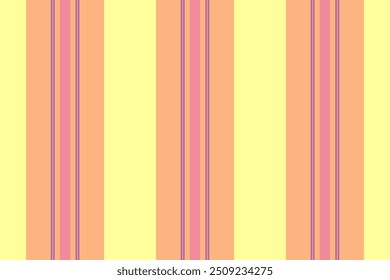 Seamless fabric stripe of background texture textile with a vertical vector pattern lines in orange and magenta colors.