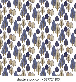 Seamless fabric. Stylized forest. Background, textiles. packing. White background.