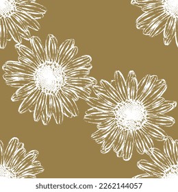 Seamless fabric of  sun flowers Pattern, like illustration. Suit for package design, wallpaper, fashion print.