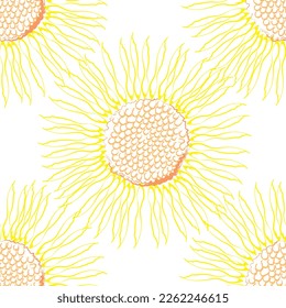 Seamless fabric of  sun flowers Pattern, like illustration. Suit for package design, wallpaper, fashion print.