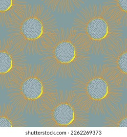Seamless fabric of  sun flowers Pattern, like illustration. Suit for package design, wallpaper, fashion print.