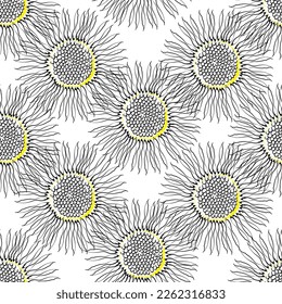 Seamless fabric of  sun flowers Pattern, like illustration. Suit for package design, wallpaper, fashion print.