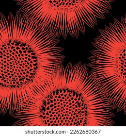 Seamless fabric of  sun flowers Pattern, like illustration. Suit for package design, wallpaper, fashion print.