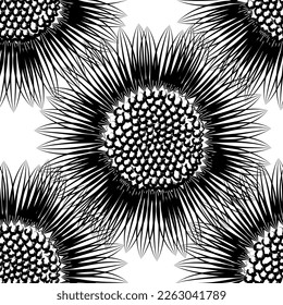 Seamless fabric of  sun flowers Pattern, like illustration. Suit for package design, wallpaper, fashion print.