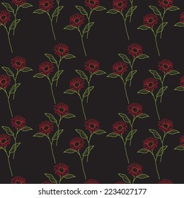 Seamless fabric of  sunflowers Pattern, like minimal style. Suit for package design, wallpaper, fashion print.