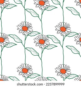 Seamless fabric of  sunflowers Pattern, like minimal style. Suit for package design, wallpaper, fashion print.