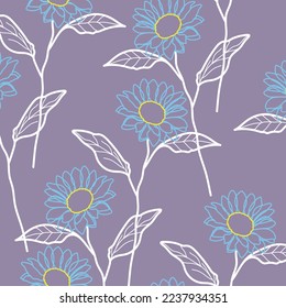 Seamless fabric of  sunflowers Pattern, like minimal style. Suit for package design, wallpaper, fashion print.