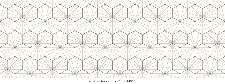 Seamless fabric swatch with hexagons and lines.