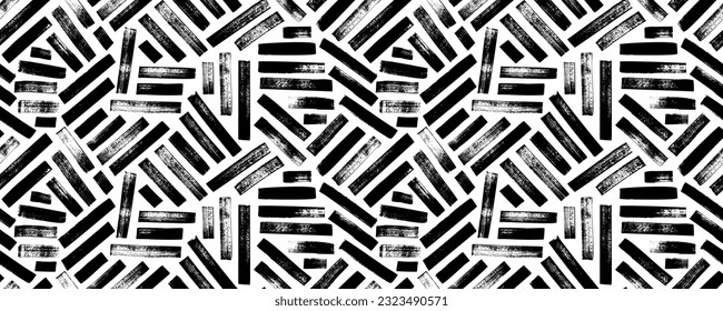 Seamless fabric texture, basket or weave. Hand drawn decorative seamless pattern with bold brush strokes. Grunge thick lines and stripes ornament. Vector wicker geometric texture with rough edges.