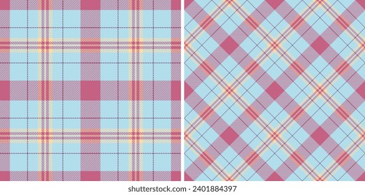 Seamless fabric texture of check plaid pattern with a textile tartan vector background. Set in rainbow colors for scrapbook ideas and creative projects.