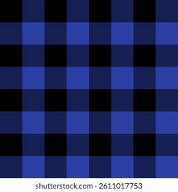 Seamless fabric texture pattern. Checkered background for plaid, dress, skirt, trousers in blue and black colors.