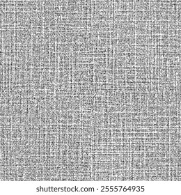 Seamless fabric texture. Vector halftone illustration.  Monochrome background of rough canvas.