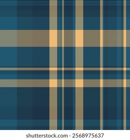 Seamless fabric vector of tartan textile background with a texture check plaid pattern in cyan and dark colors.