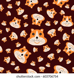 Seamless face squirrels in a cartoon style. Illustration on a bright background. Vector for childrens fabrics, decorations, games and your other design needs