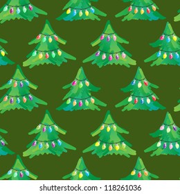 Seamless Fairy Light Adorned Christmas Tree Background. Vector EPS10 Version.