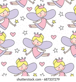 Seamless fairy pattern vector illustration