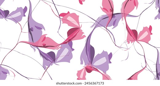 Seamless fall foliage pattern. Trendy floral texture fabric prints. Vector illustration