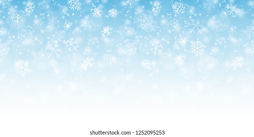 seamless fall of snow flakes and blue colored background