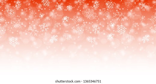 seamless fall of snow flakes and red colored background