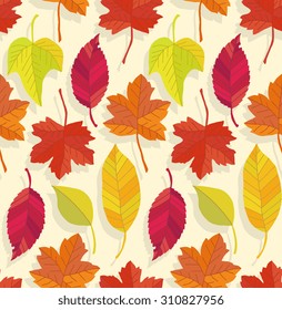 Seamless fallen leaves pattern.