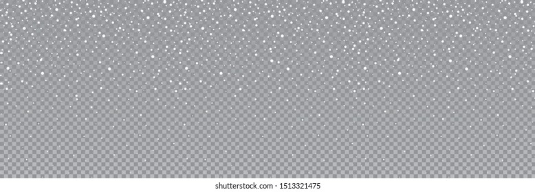 Seamless falling snow or snowflakes. Isolated on transparent background - stock vector.