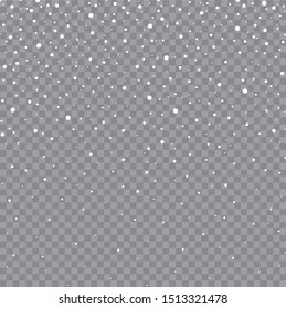 Seamless falling snow or snowflakes. Isolated on transparent background - stock vector.