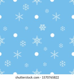 Seamless with falling snowflakes on blue background vector illustration. Beautiful Christmas and New Year pattern. 