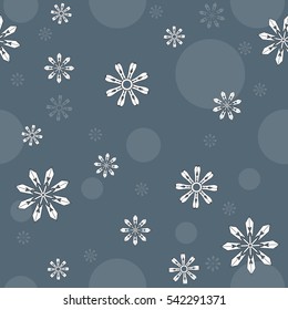 Seamless Falling Snowflakes Pattern Background for Christmas and New year. Vector Illustration. Celebration. Winter Weather. Abstract