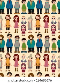 seamless family pattern,cartoon vector illustration