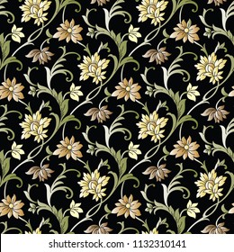 Seamless fancy vector floral wallpaper