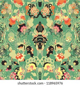 seamless fantasy floral pattern