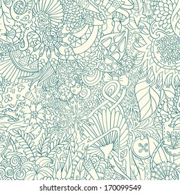 Seamless fantasy floral vector background