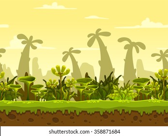 Seamless Fantasy Landscape Vector Game Background Stock Vector (Royalty ...