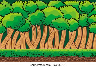 Seamless fantasy landscape, vector game background  with separated layers for parallax effect