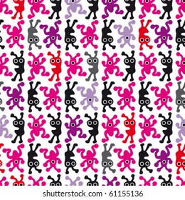 Seamless fantasy monster pattern for kids in vector