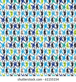 Seamless fantasy monster pattern for kids in vector